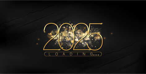 Exquisite gold design for New Year 2025 on black, highlighting the joy and elegance of the upcoming year