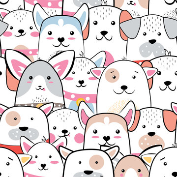 seamless pattern with funny dogs