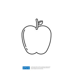 A simple line drawing of an apple, emphasizing its shape and features like the stem and leaf, suitable for educational or graphic design purposes.