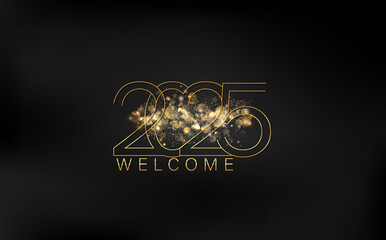 Exquisite gold design for New Year 2025 on black, highlighting the joy and elegance of the upcoming year