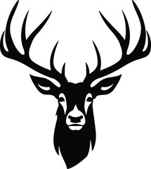 Black silhouette of caribou head