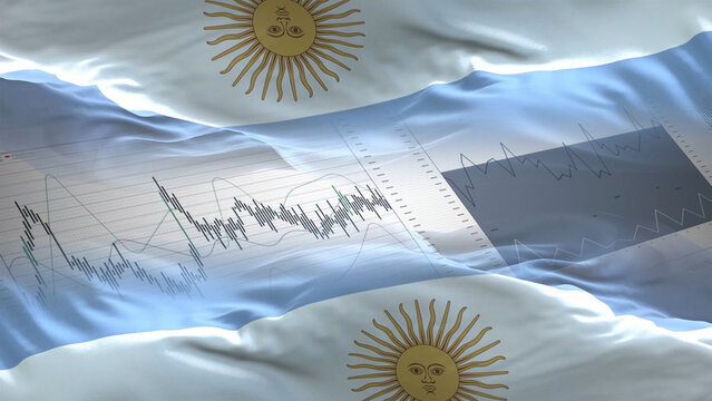 Argentina flag - Waving flag on report analytics data statement
