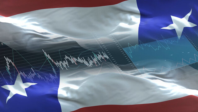 Chile flag - Waving flag on report analytics data statement
