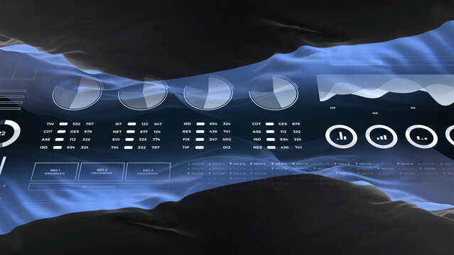 Estonia flag - Waving flag on report analytics data statement