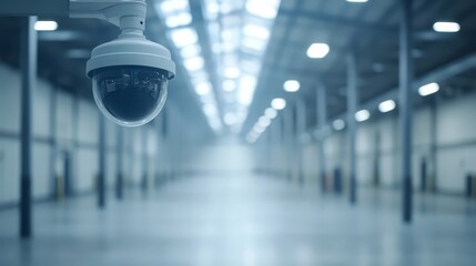 Fototapeta premium Enhancing warehouse security, advanced surveillance system safeguarding valuable assets