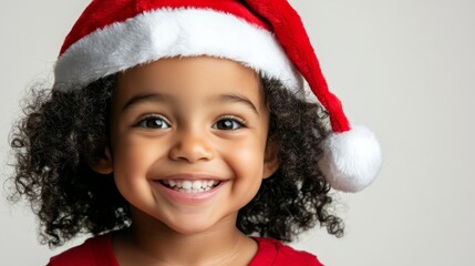 Little girl in santa hat embraces the festive spirit of christmas young