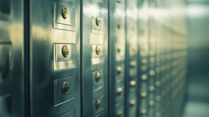 Obraz premium Rows of secured lockers, safe and organized storage for personal belongings and valuables
