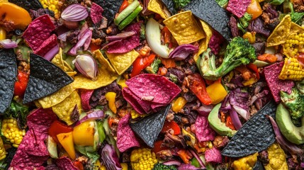 Colorful Nachos with Fresh Ingredients and Natural Appeal