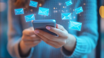 Email overload, stressed businesswoman battles overflowing inbox on smartphone a modern digital dilemma