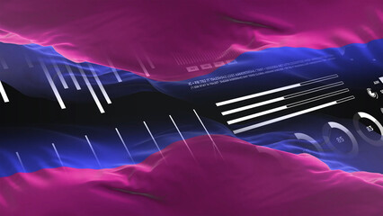 Kuban Peoples Republic flag - Waving flag on report analytics data statement