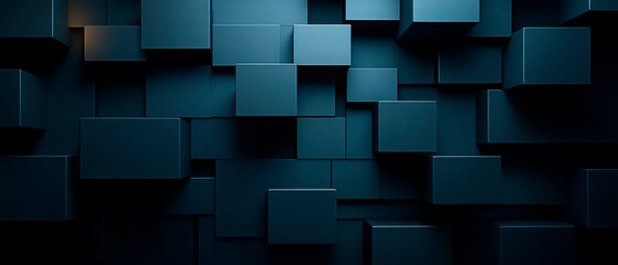 Abstract geometric blocks on dark background, 3d render, Background wallpaper design 