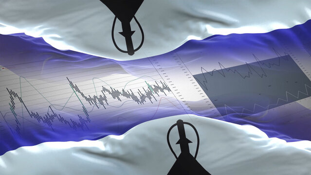 Lesotho flag - Waving flag on report analytics data statement - Powered by Adobe