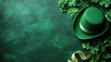 A themed wallpaper for St. Patrick's day with a green color scheme featuring shamrocks and clovers.