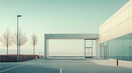 Fototapeta premium Striking architectural design, a modern white building with clean lines and minimalist aesthetics