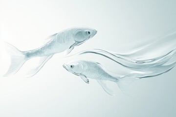 Obraz premium Two fish swimming in a stream of water