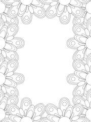 All these designs are hand-drawn and unique 
Flower Border is a Beautiful black-and-white illustration for adult coloring book,
This is a printable Beautiful Zentangle Coloring page for KDP Interior,