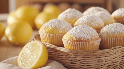 Fresh Lemon Muffins with Powdered Sugar Topping