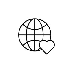 Globe with heart line icon. vector simple trendy style illustration for web and app..eps