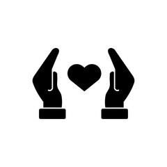 Hands with heart icon vector, vector simple Charity symbol trendy style illustration for web and app..eps