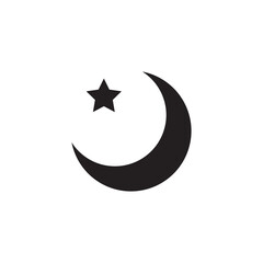Islamic moon and star vector icon. vector Crescent moon and star trendy style illustration for web and app..eps