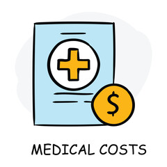 Fototapeta premium Vector icon for medical costs. Medical report with a dollar sign, symbolizing healthcare expenses.