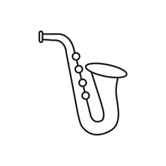 Saxophone music instrument icon vector, simple flat black linear illustration for web and app..eps