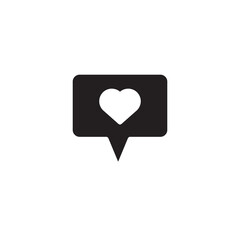 Speech bubble with heart icon, vector flat black trendy style illustration for web and app..eps