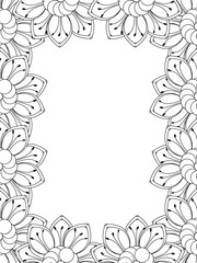 All these designs are hand-drawn and unique 
Flower Border is a Beautiful black-and-white illustration for adult coloring book,
This is a printable Beautiful Zentangle Coloring page for KDP Interior,