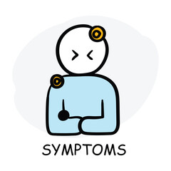 Obraz premium Vector icon for symptoms. Person with dots on the body, depicting signs of illness or disease.