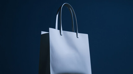 A white shopping bag on a clean background, with a modern and minimalistic design