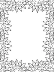 All these designs are hand-drawn and unique 
Flower Border is a Beautiful black-and-white illustration for adult coloring book,
This is a printable Beautiful Zentangle Coloring page for KDP Interior,