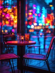 Cozy Bar Counter with Bokeh Background Ambiance