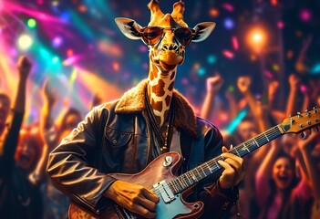 Obraz premium giraffe rockstar