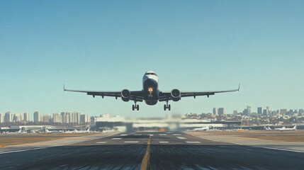 Airplane Taking Off in Clear Blue Sky