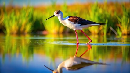 Obraz premium Birdwatching through a lens: Blackwinged Stilts in flight.