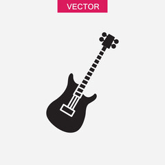 Acoustic guitar vector icon, simple flat black trendy style illustration for web and app..eps