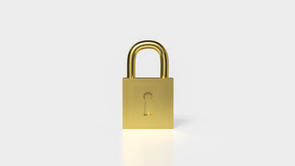 Golden lock for security  or Business concept 3d rendering.