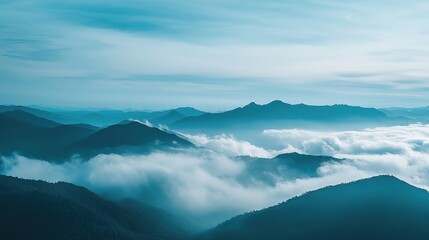 Tranquil mountain landscape reflecting in calm lake surrounded by pine forests during a sunny day