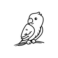 parrot bird fun character drawing coloring line art style sketch classic vintage design illustration
