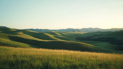 Fototapeta premium Day to Night Transformation Over Rolling Hills Under Clear Sky