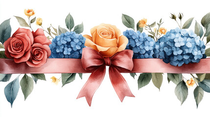 Fototapeta premium Blooming pink roses on a white background