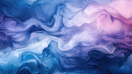 Obraz premium Blue and purple liquid waves flowing elegantly, creating a dynamic abstract pattern.