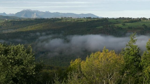 View on a Pyrenean Piedmont valley shot from the commune of Mauvezin in Southwestern France
