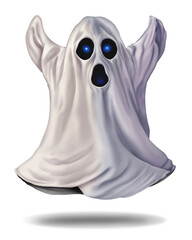 Cute Classic Ghost as a funny haunted spirit or a spooky Halloween monster as a floating paranormal phantom.