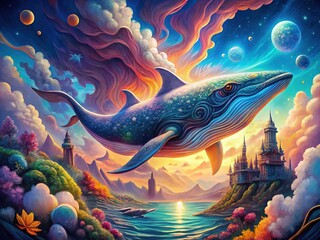 From whimsical sketch to magnificent marine masterpiece, a wondrous whale graces the ocean's realm.