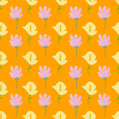 Flower illustration pattern. Flower seamless pattern background. Flower background. Floral decoration background. silhouette flower background.