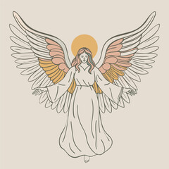 Graceful Angel Figure with Expansive Wings - Symbol of Divinity, Protection, and Spirituality
