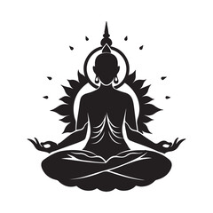 Beautiful minimalist Buddha meditation illustration symbolizing peace, mindfulness, spirituality, and inner calm with natural abstract background art.