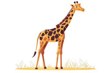 Obraz premium A colorful flat style illustration of a giraffe, isolate on white background, playful design. PNG