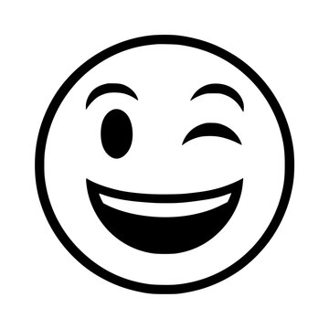 recommend clip art: Winking Smiley Face Emoji Icon Illustration, Simple black-and-white winking smiley face emoji, conveying a playful and cheerful expression, ideal for messaging and social media.
                    
                    
